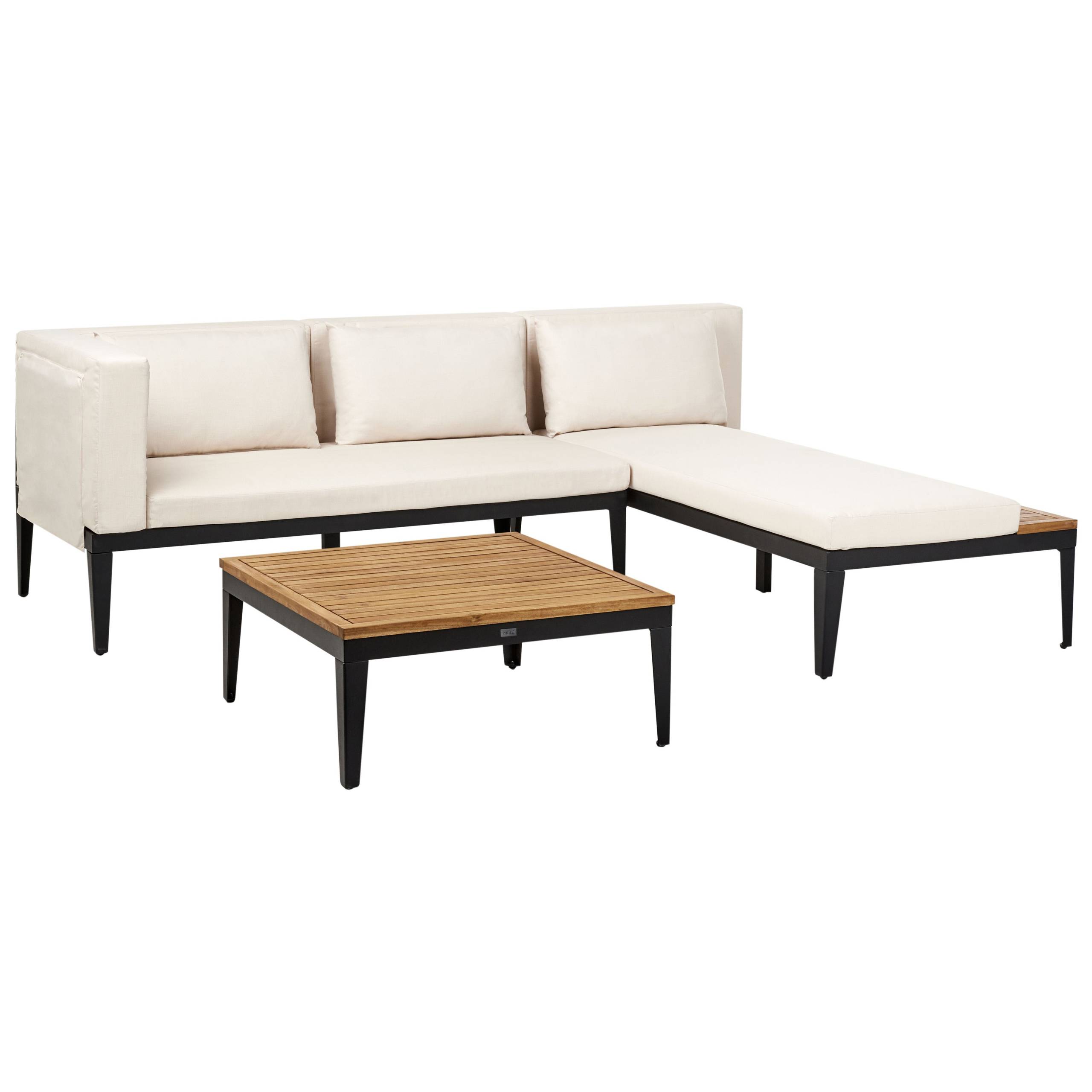 Canapé d'angle en bois avec table basse - Image 3