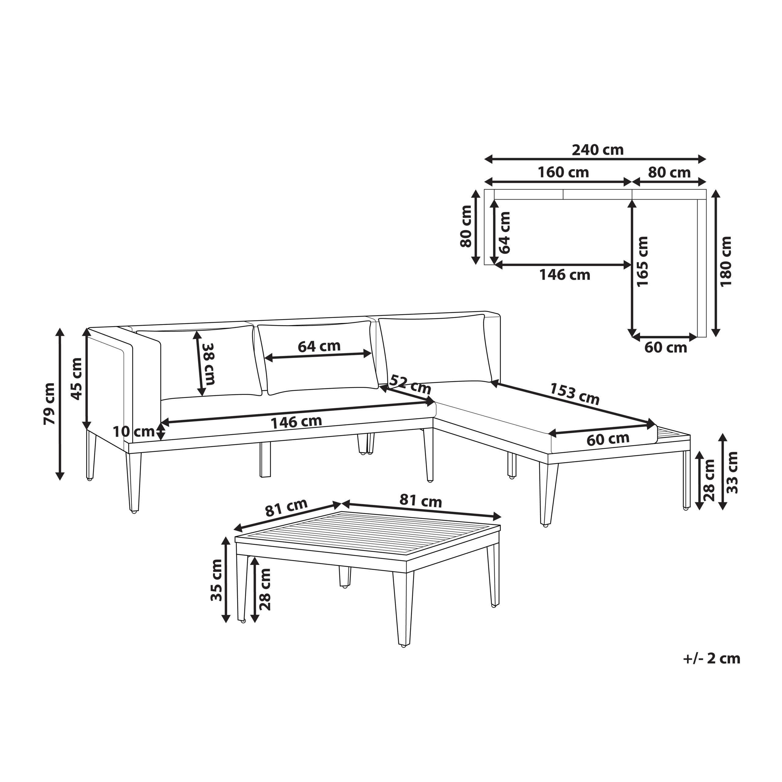 Canapé d'angle en bois avec table basse - Image 2