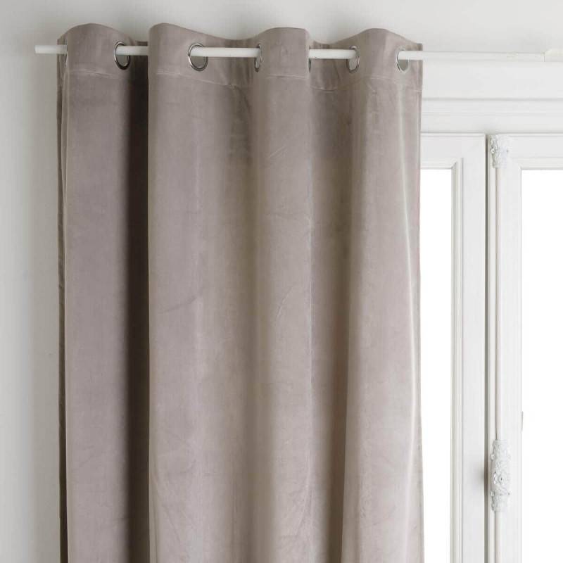 Atmosphera - Rideau occultant velours gris 140x260 Atmosphera - Image 1
