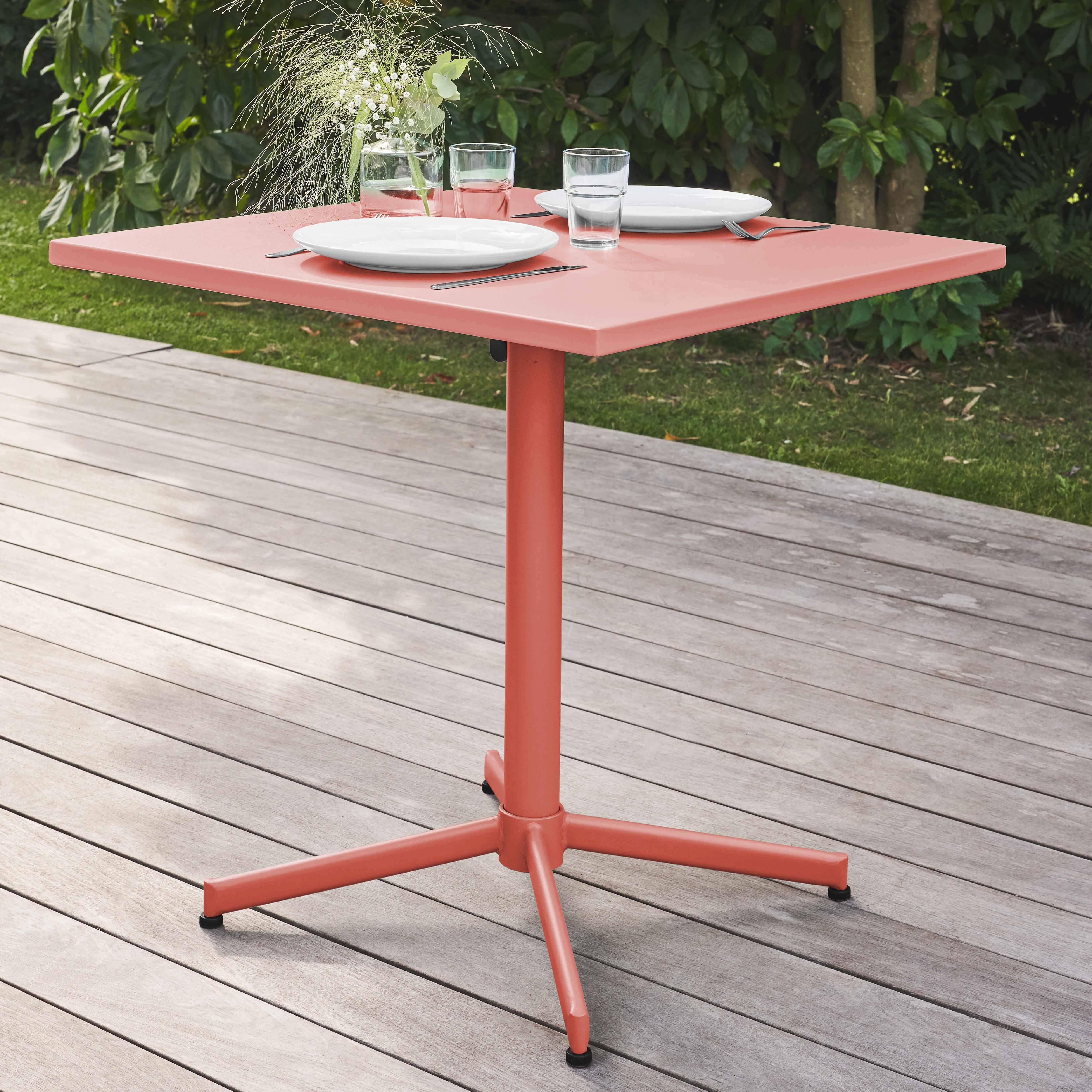 Oviala - Ensemble table de jardin carrée et 2 chaises métal argile Palavas - Oviala - Image 4