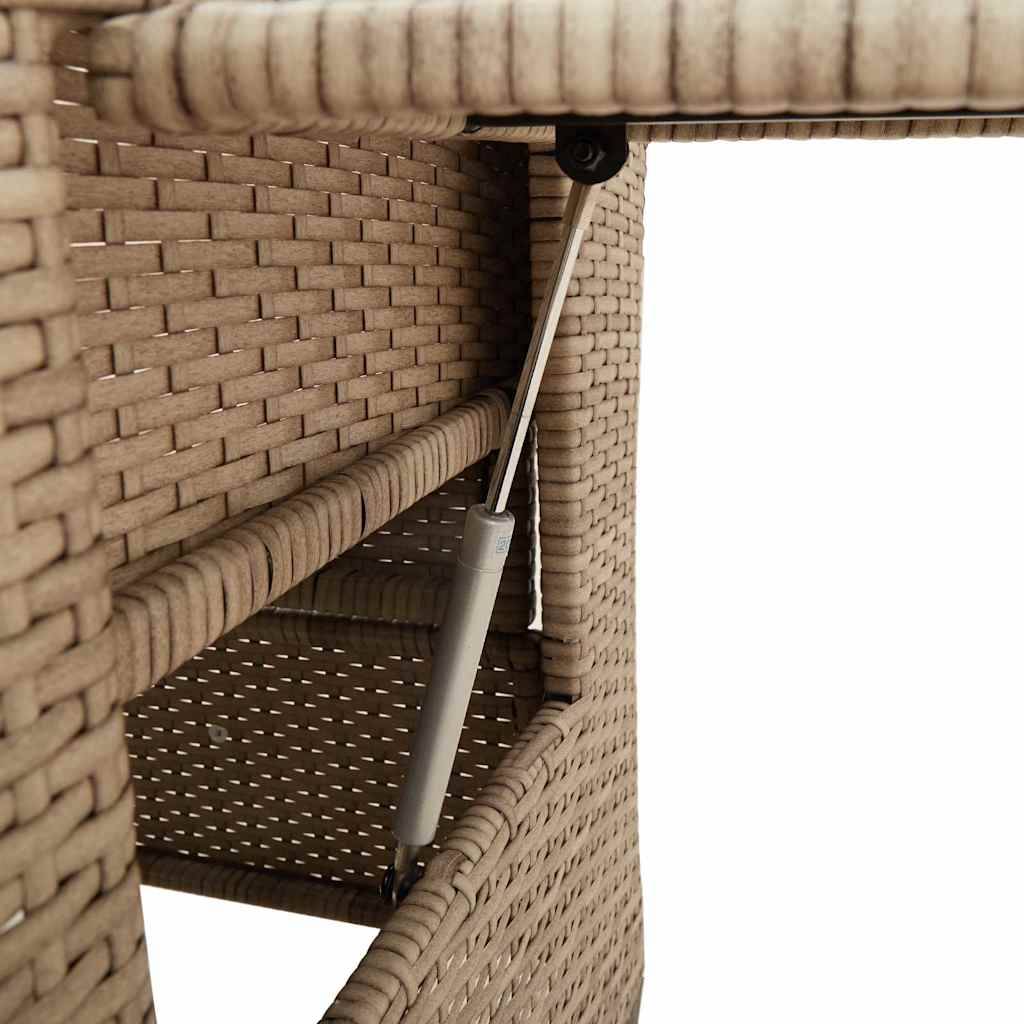 PANGIVO - Chaise de jardin inclinable avec table d'appoint beige polyrotin 65 x 58 x 94 cm, Poids :13.55kg - PANGIVO - Image 9