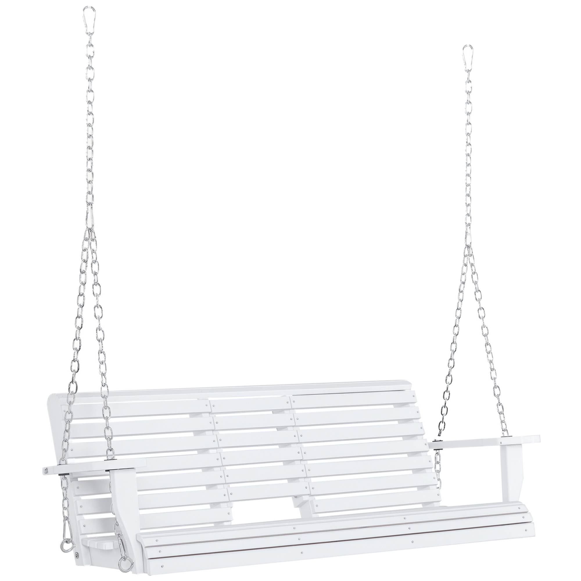 Balancelle extérieure 3 places avec table centrale et porte-gobelet bois métal blanche - Image 1
