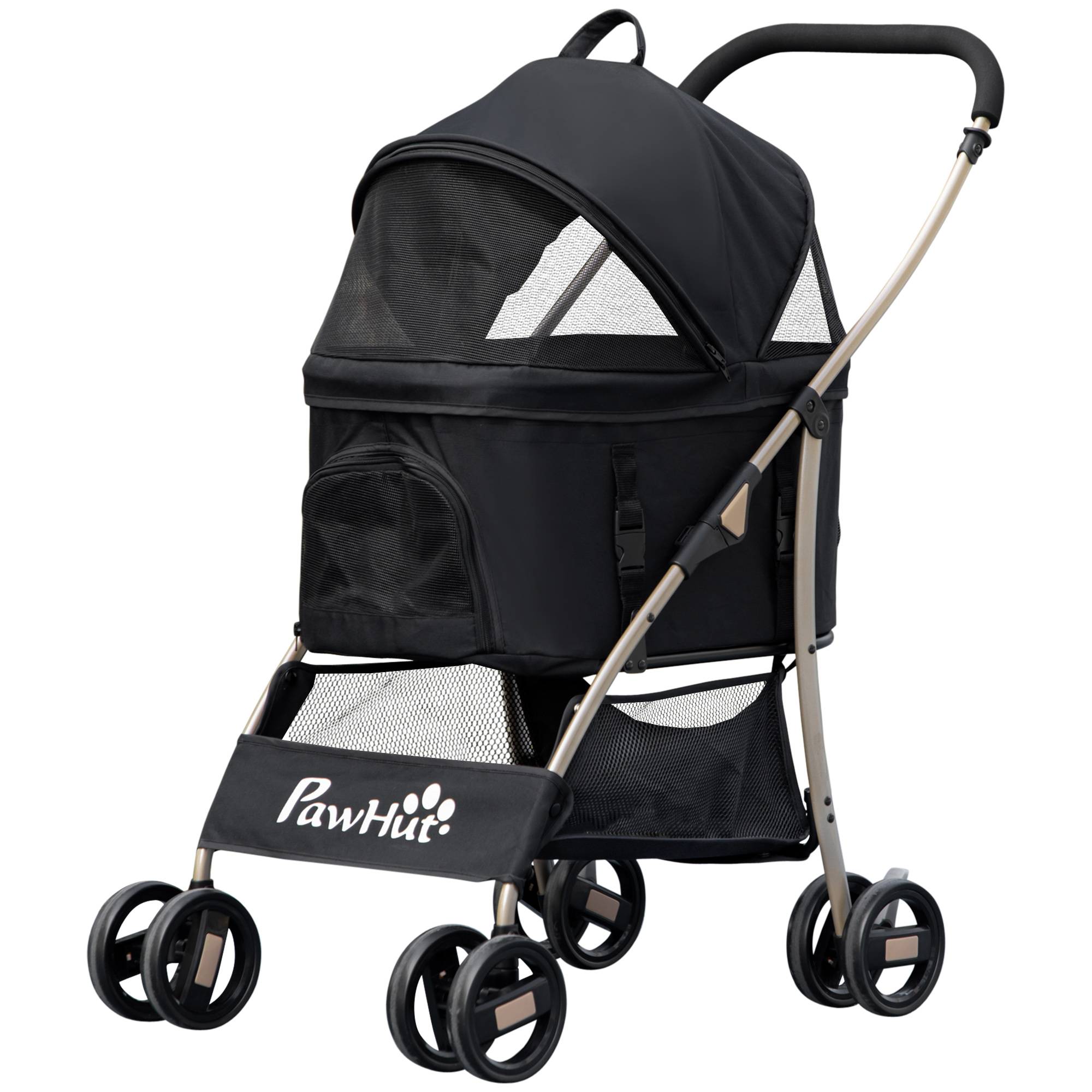 Poussette pour chien 2 en 1 avec panier de transport, pliable, 1 panier, 1 sac, 82 cm x 49,5 cm x 98 cm - Image 2