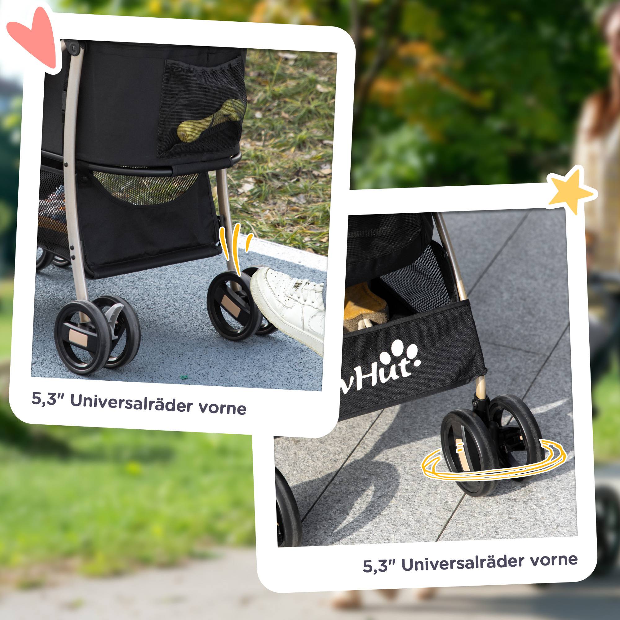 Poussette pour chien 2 en 1 avec panier de transport, pliable, 1 panier, 1 sac, 82 cm x 49,5 cm x 98 cm - Image 8