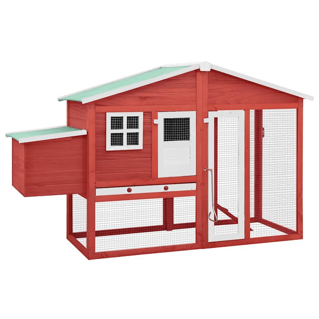 ComfortXL - Grand poulailler bois de sapin avec nichoir et parc extérieur Rouge – ComfortXL Outdoor Living - Image 1
