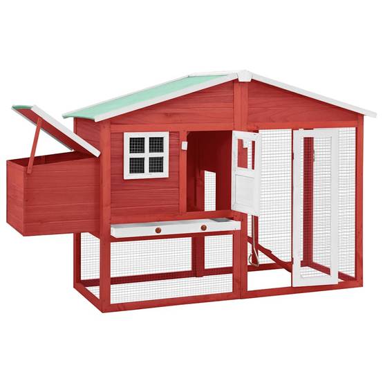 ComfortXL - Grand poulailler bois de sapin avec nichoir et parc extérieur Rouge – ComfortXL Outdoor Living - Image 2