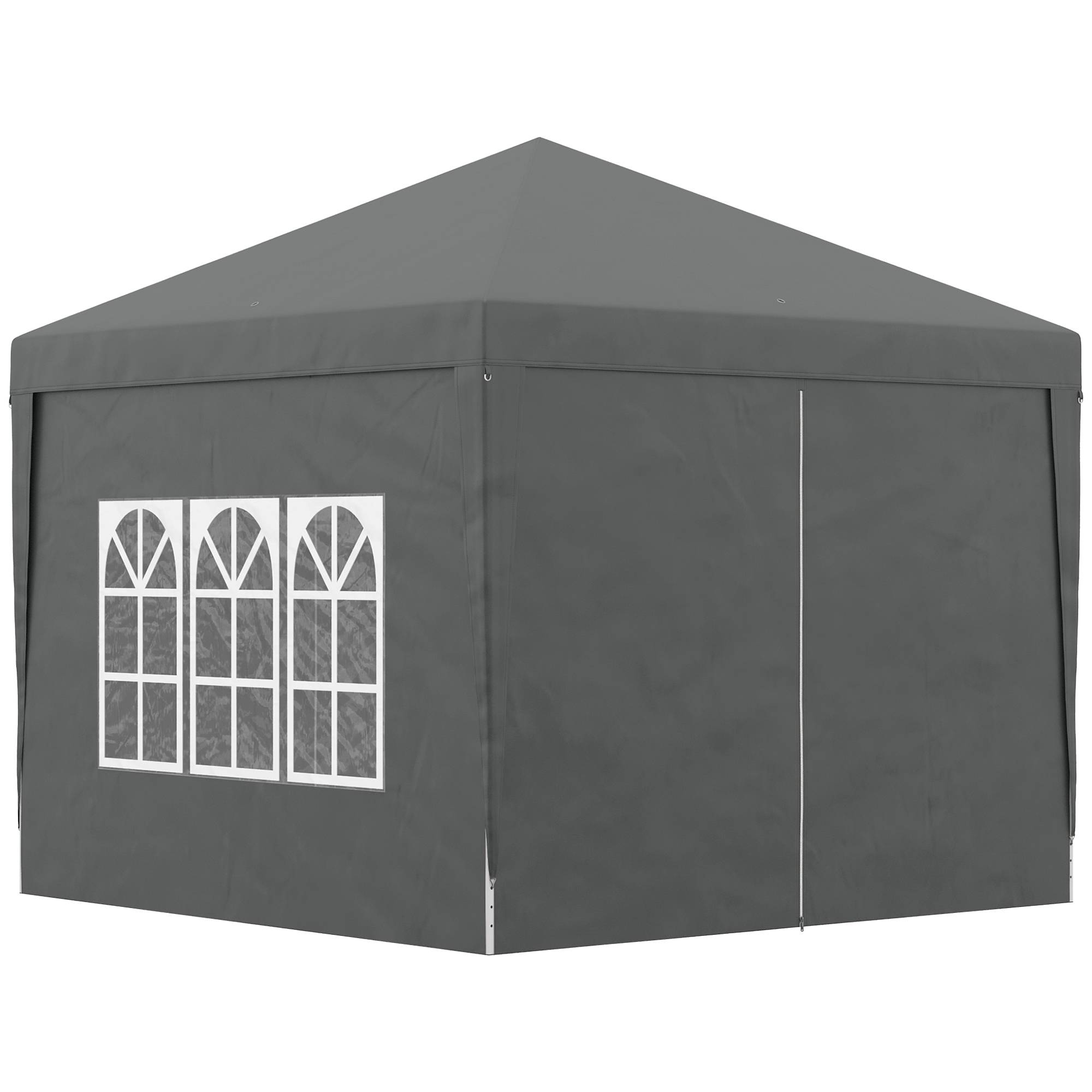 Tonnelle pliante d'extérieur 3x3 m avec 4 panneaux latéraux, en acier et tissu Oxford gris - Image 2