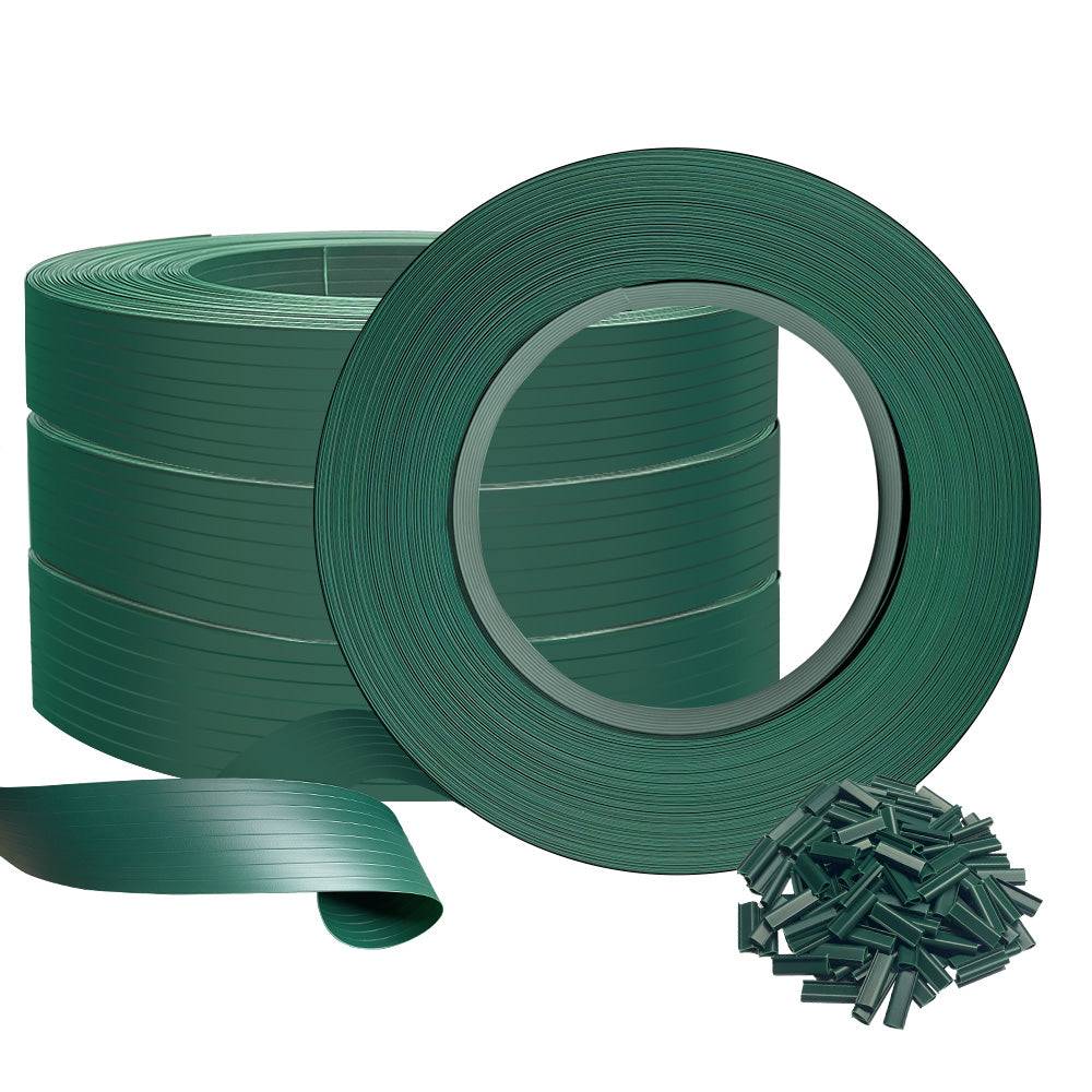 Kit de lamelles occultantes PVC brise vue 300m x 4.7cm avec 600 clips Vert