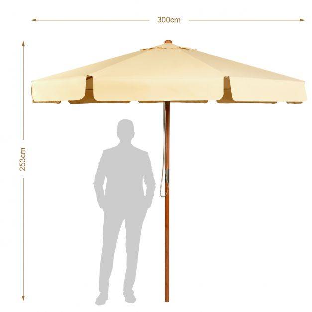 Helloshop26 - Parasol inclinable diamètre 300cm avec manivelle anti-uv protection solaire toile polyester imperméable beige - Image 6
