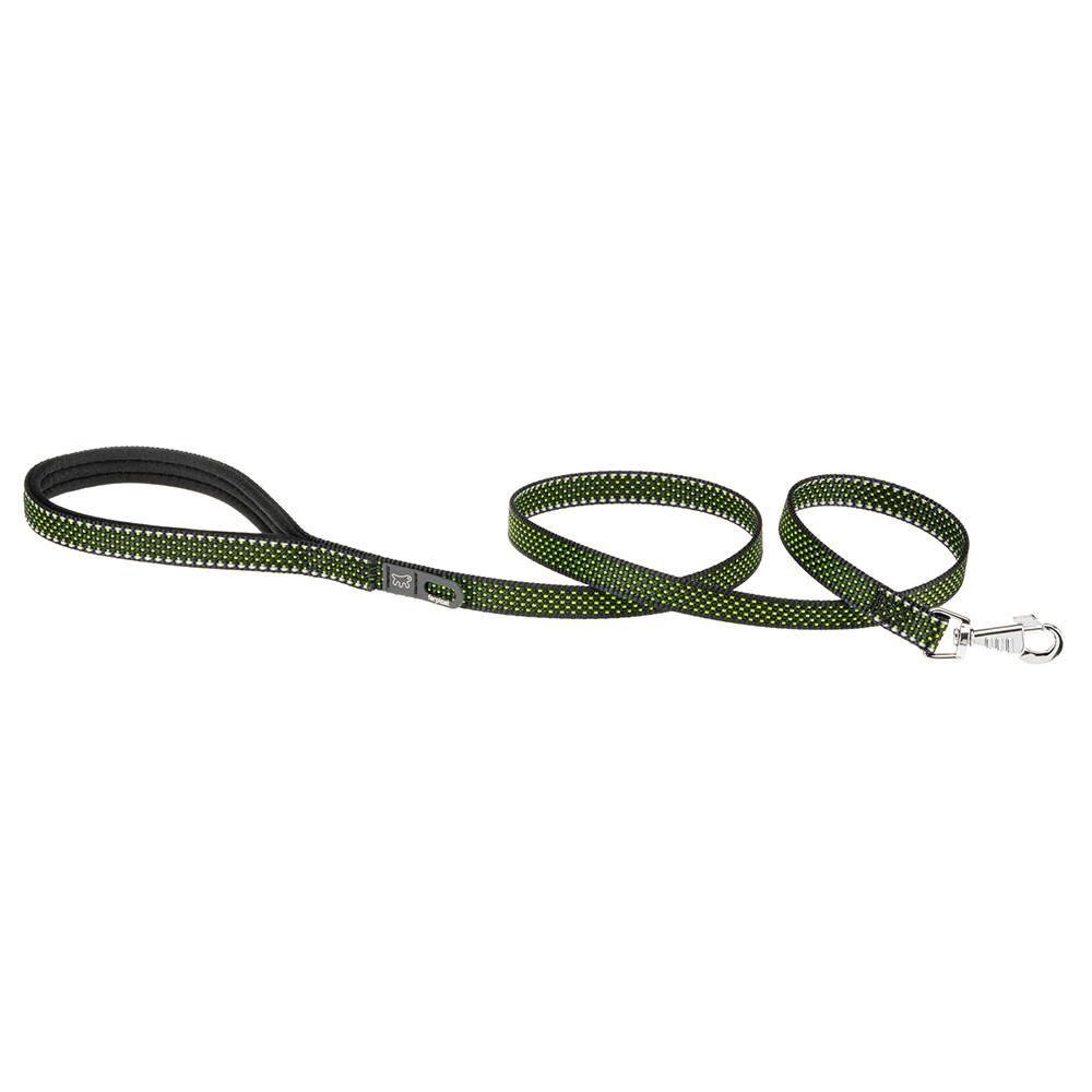 Ferplast - Laisse Réfléchissante pour Chiens DAYTONA DELUXE G15/120, Support Sachets Hygieniques, Poignée Rembourrée, Noir-Vert - Image 1