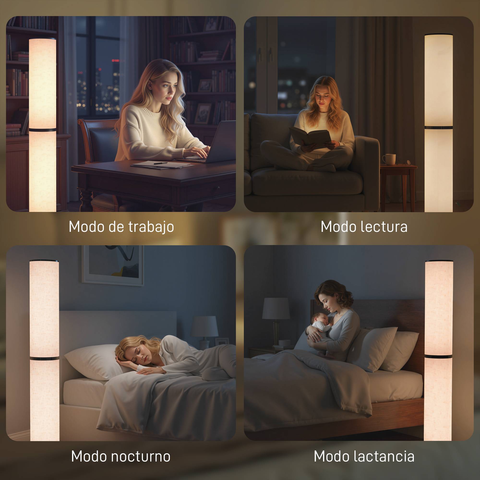 Lampadaire beige salon teinte lumineuse ajustable télécommande magnétique et minuterie - Image 8