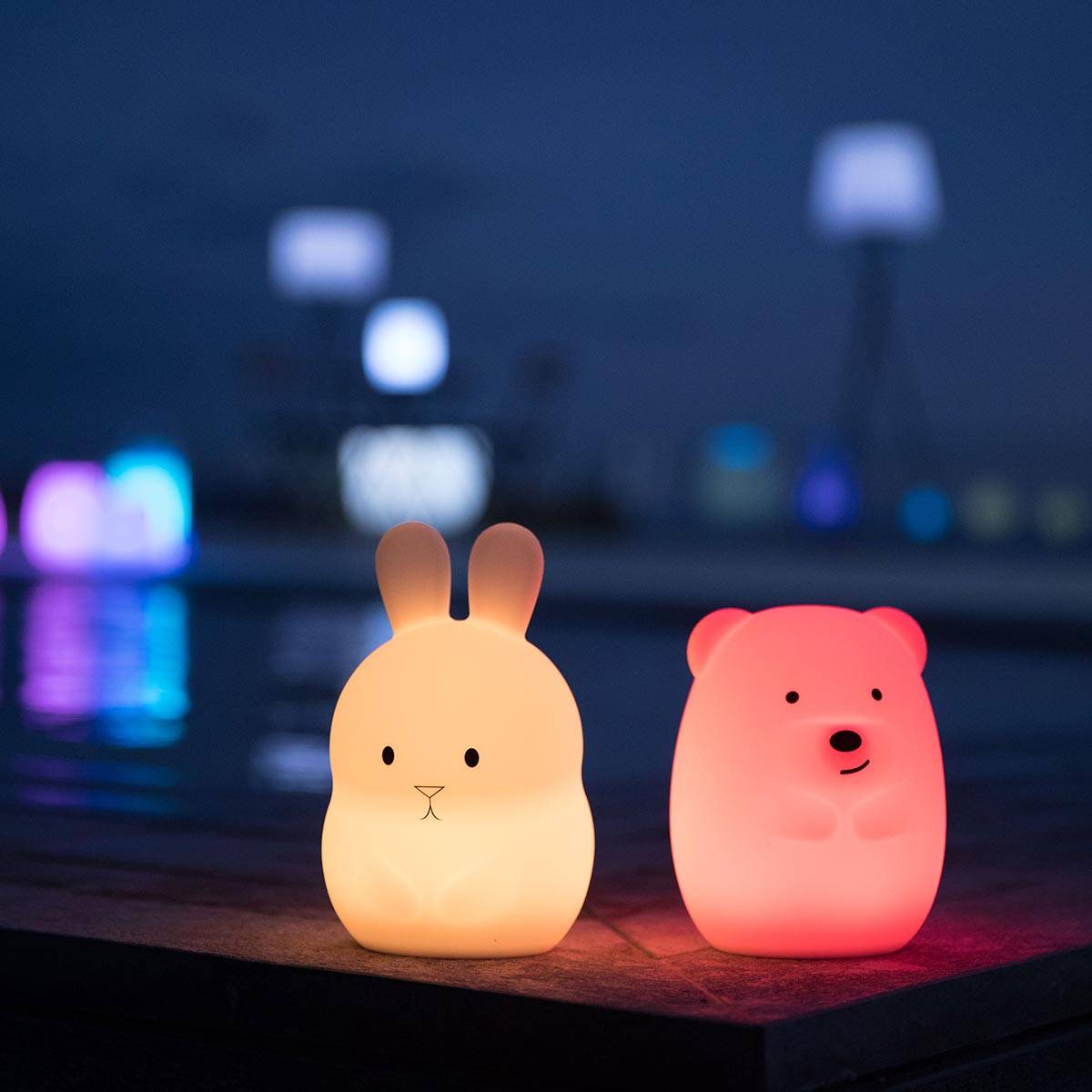 Lumisky - Veilleuse bébé ours sans fil touch LED TEDDY Blanc Silicone H19CM - Image 3