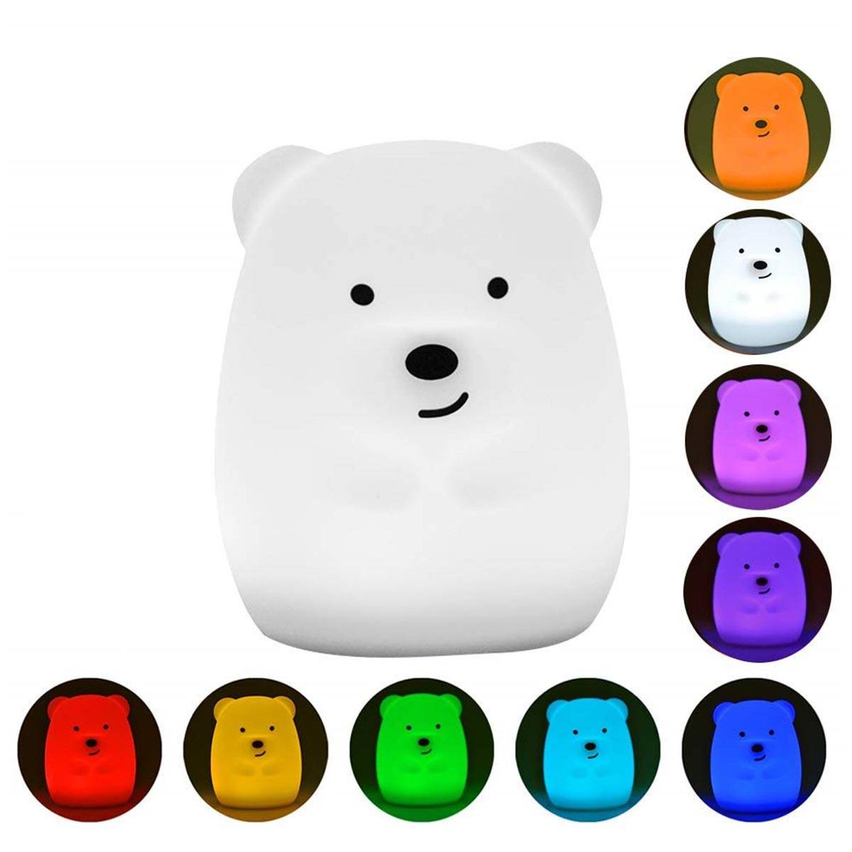 Lumisky - Veilleuse bébé ours sans fil touch LED TEDDY Blanc Silicone H19CM - Image 4