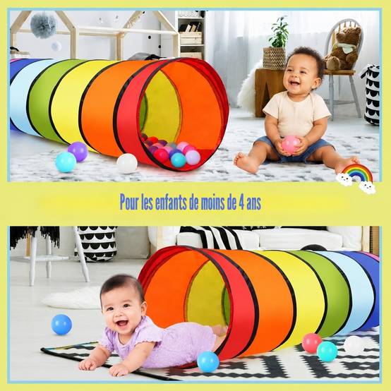 Tunnel de Jeu Pop-Up Pliable Intérieur Extérieur Sécurité Enfants - Image 7