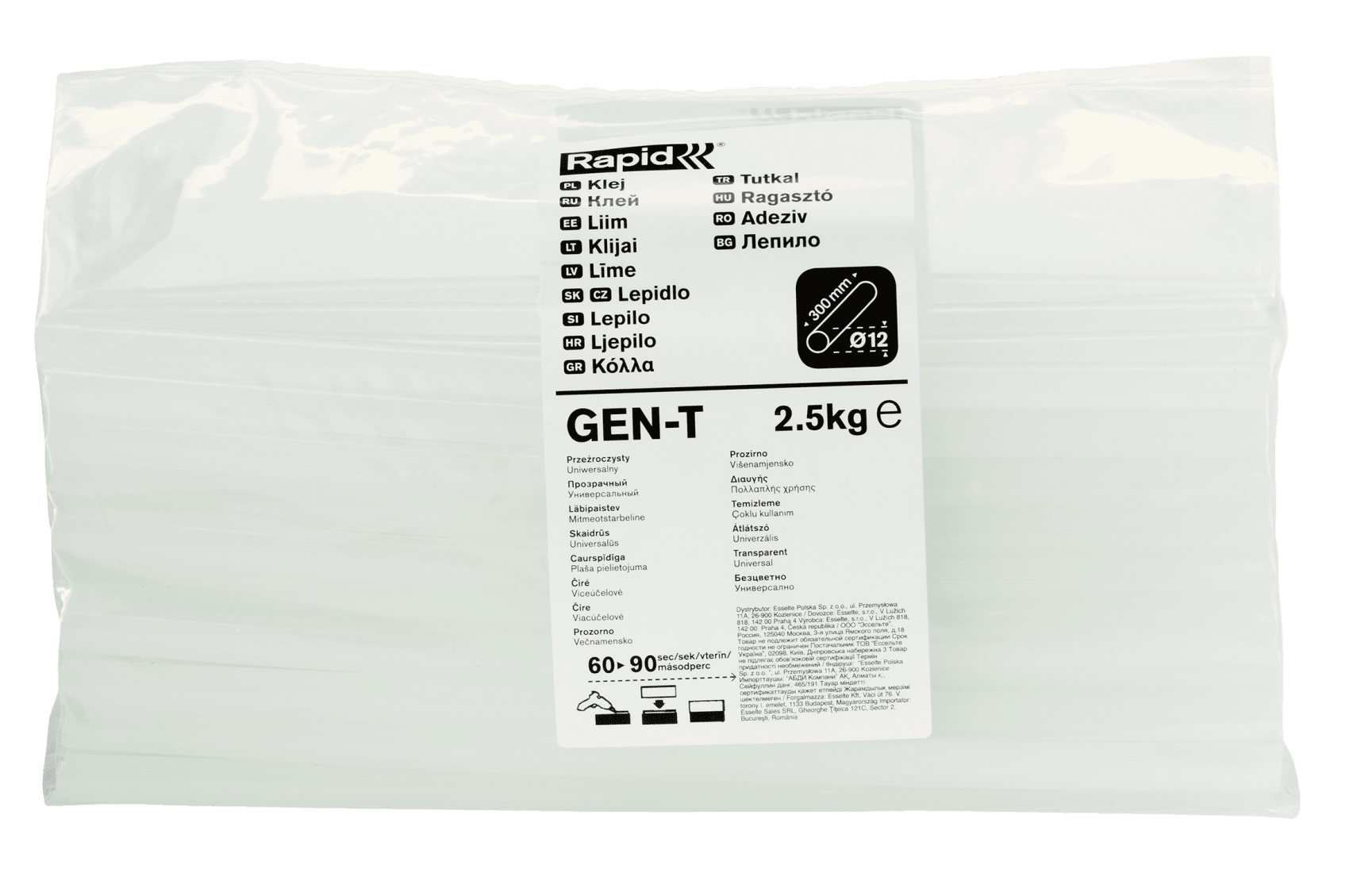 Bâtons de colle GEN-T transparente universelle professionnelle 12mm - 2.5 Kg - Sachet - RAPID-ISABERG - 40302800 - Image 2
