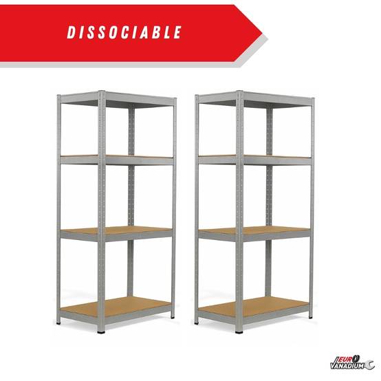 Étagère de garage métallique robuste 160x160cm : charge lourde, modulable, facile à monter 30 cm Gris - Image 7