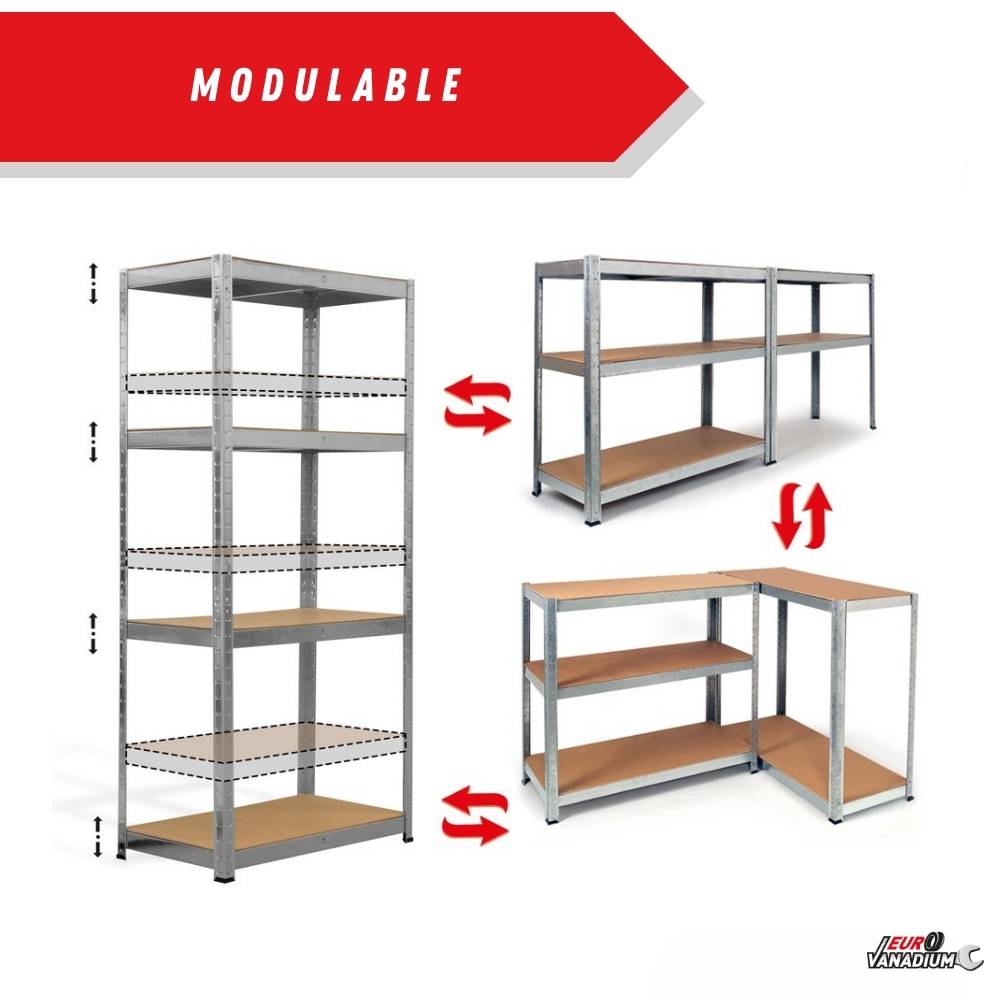 Étagère de garage métallique robuste 160x160cm : charge lourde, modulable, facile à monter 30 cm Gris - Image 6