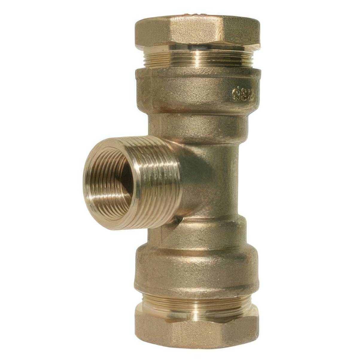Codital - Raccord en T Compression PE Laiton | Sortie Centrale Mixte PN16 - Ø A: 25mm___Ø B: 1/2''___Ø C : 3/8'' - Image 1