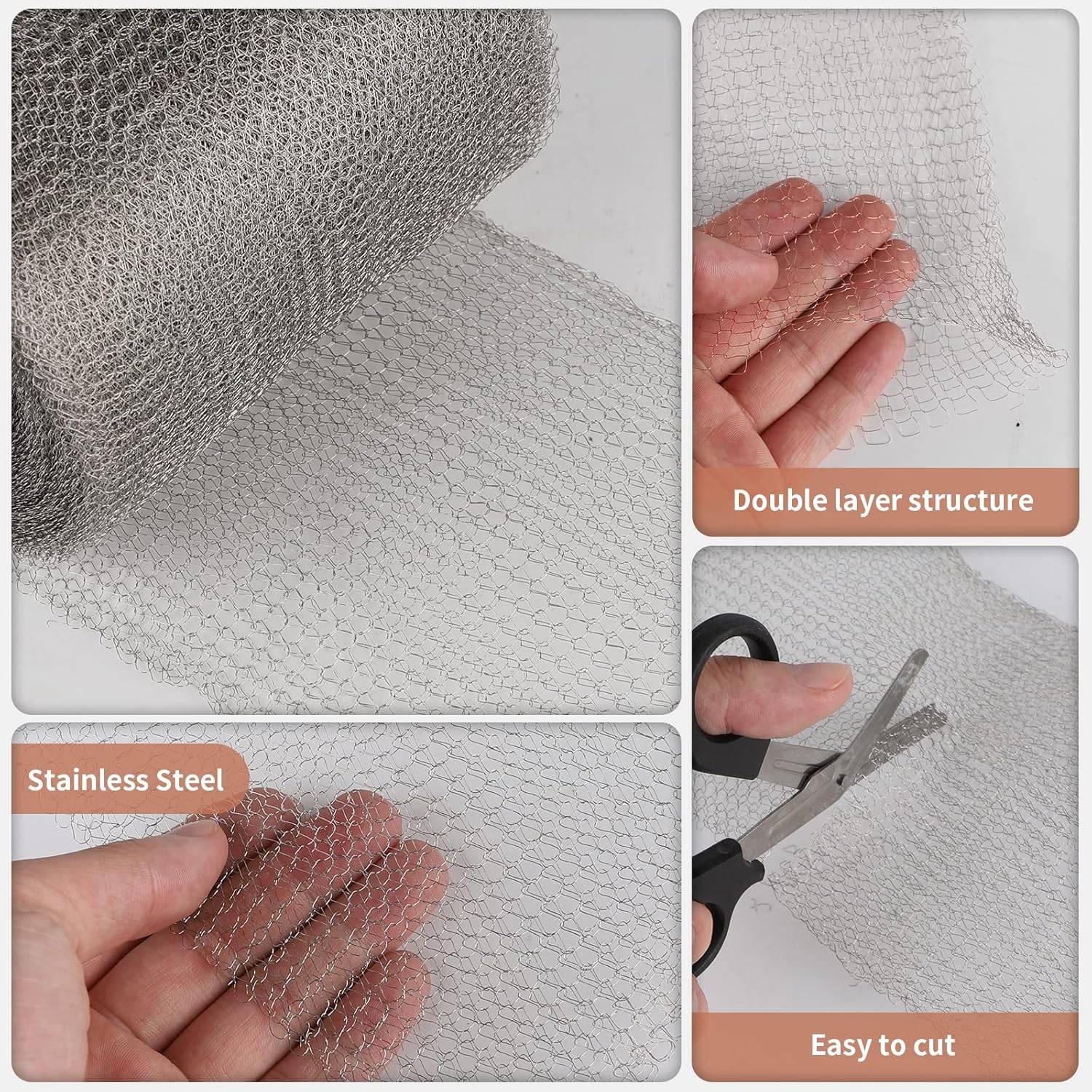 Maille en acier inoxydable, double couche, bouche-trous et fissures, barrière de protection pour plantes de jardin, 12,7 cm x 15 m-Lytech - Image 4
