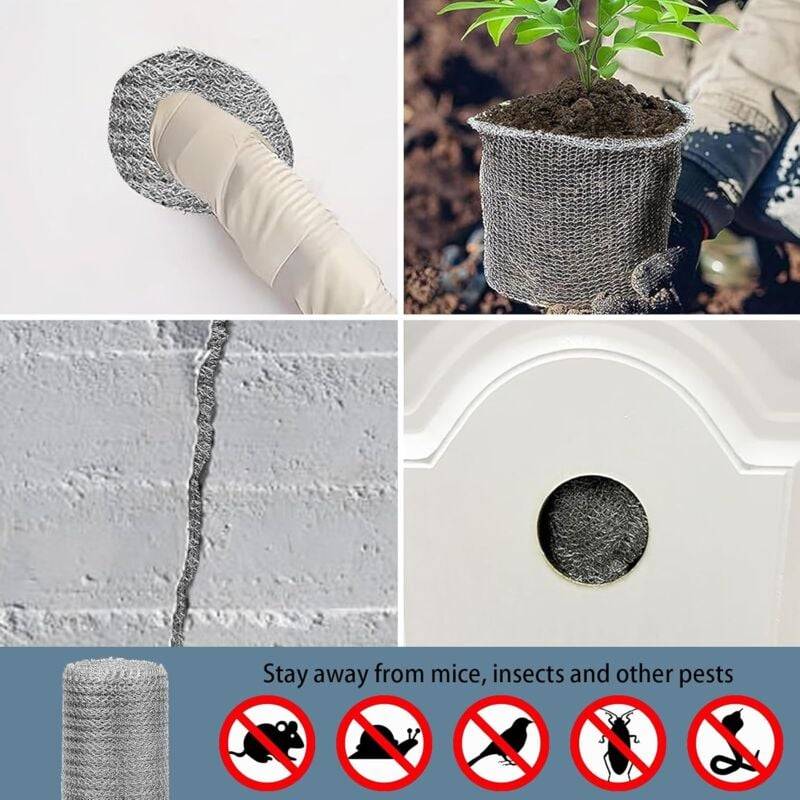 Maille en acier inoxydable, double couche, bouche-trous et fissures, barrière de protection pour plantes de jardin, 12,7 cm x 15 m-Lytech - Image 6
