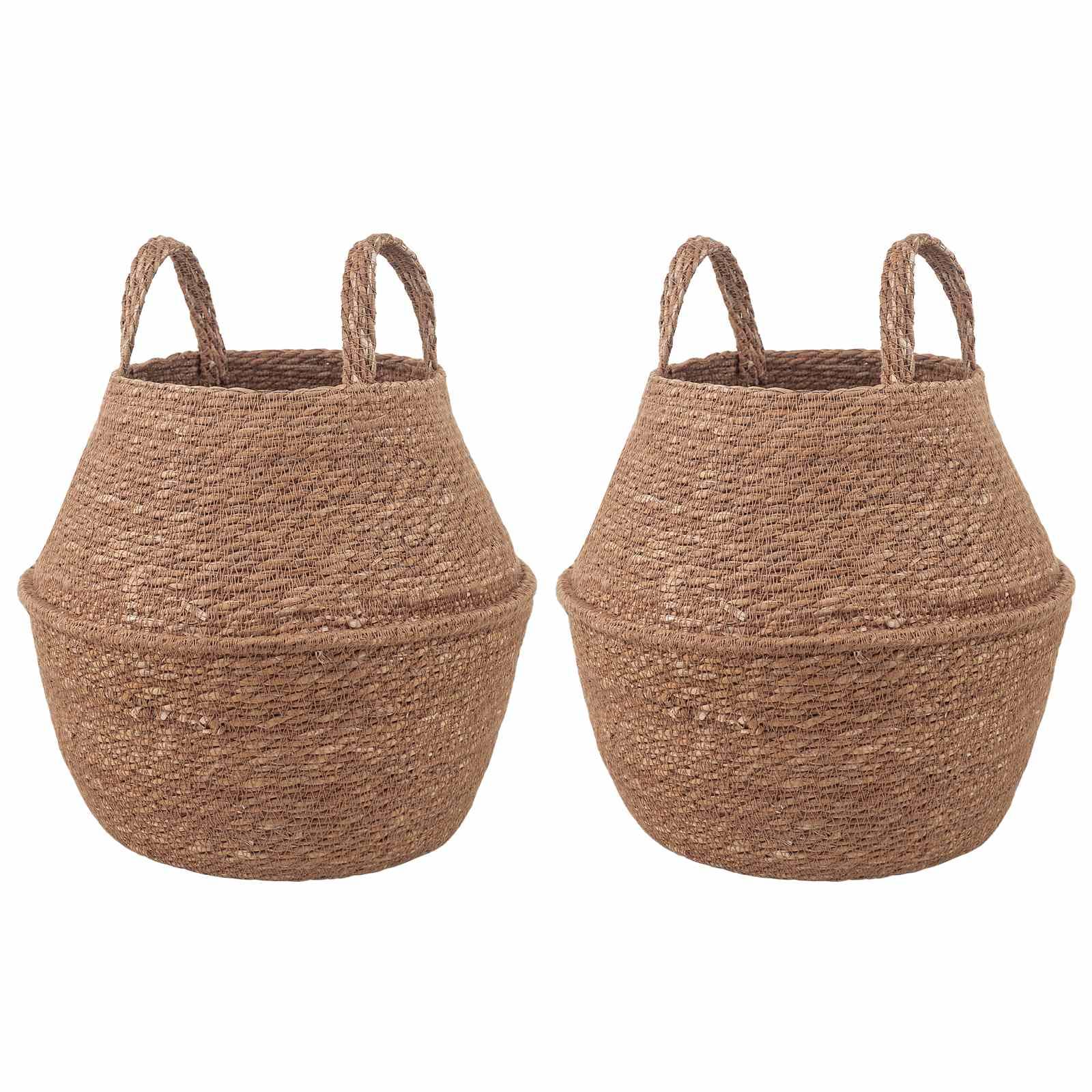 Pots de fleurs avec poignées herbe de mer naturel 22 x 22 x 20 cm - PANGIVO - Image 1