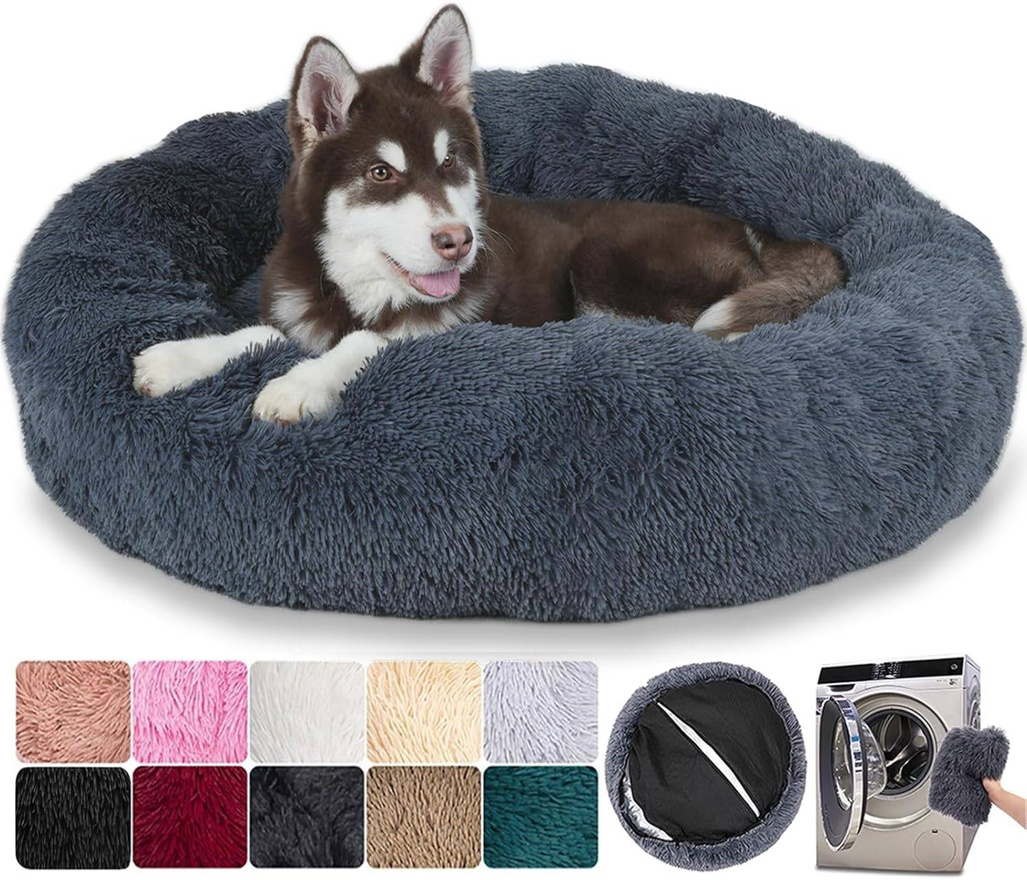 Panier Rond Chien Dehoussable 100 cm gris foncé