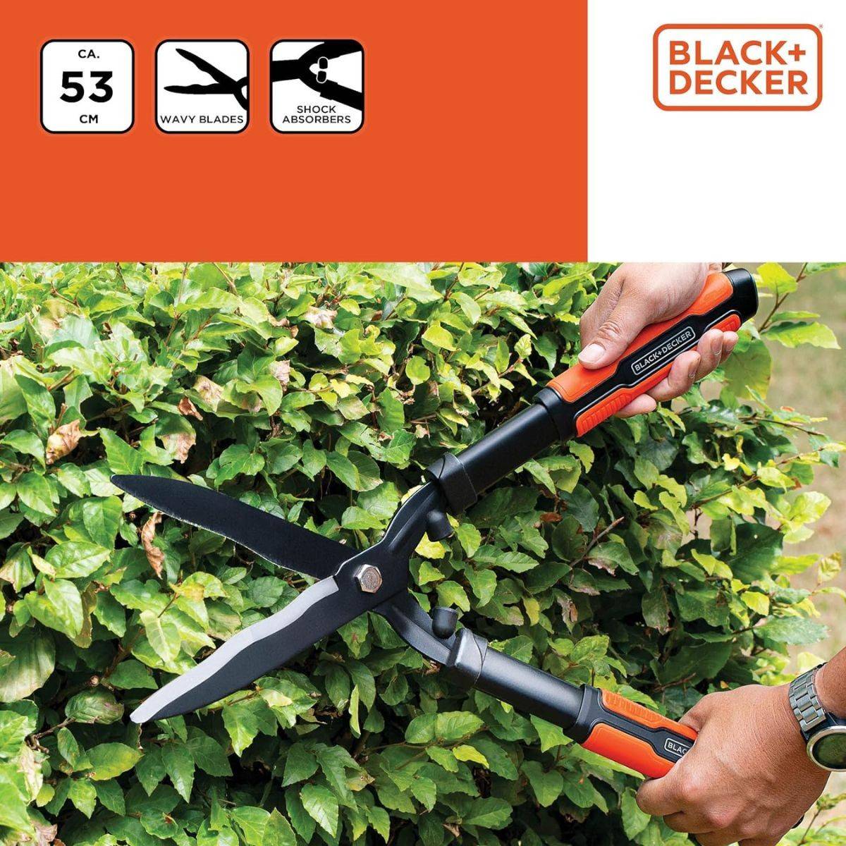 Cisaille de jardin Lames ondulées 53cm Tampon anti chocs Black et Decker - Image 4