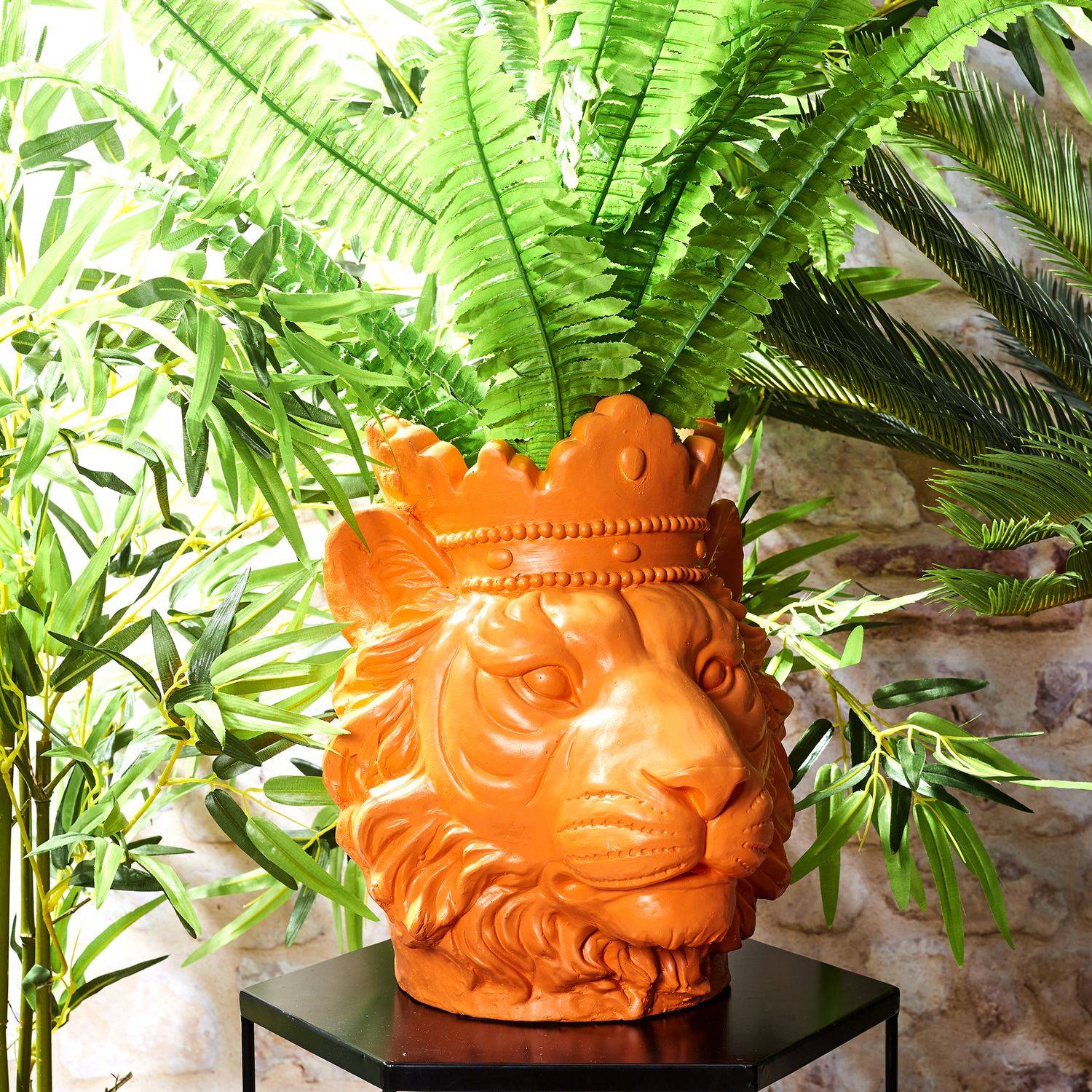 Sans Marque - Cache-pot Lion pour plante - Intérieur et Extérieur - Hauteur 35 cm - Orange - Toilinux - Image 4