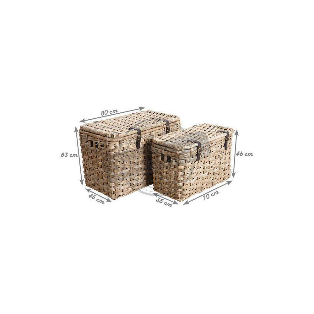 Aubry Gaspard - Malle rectangulaire en poelet gris (Lot de 2) - Image 4