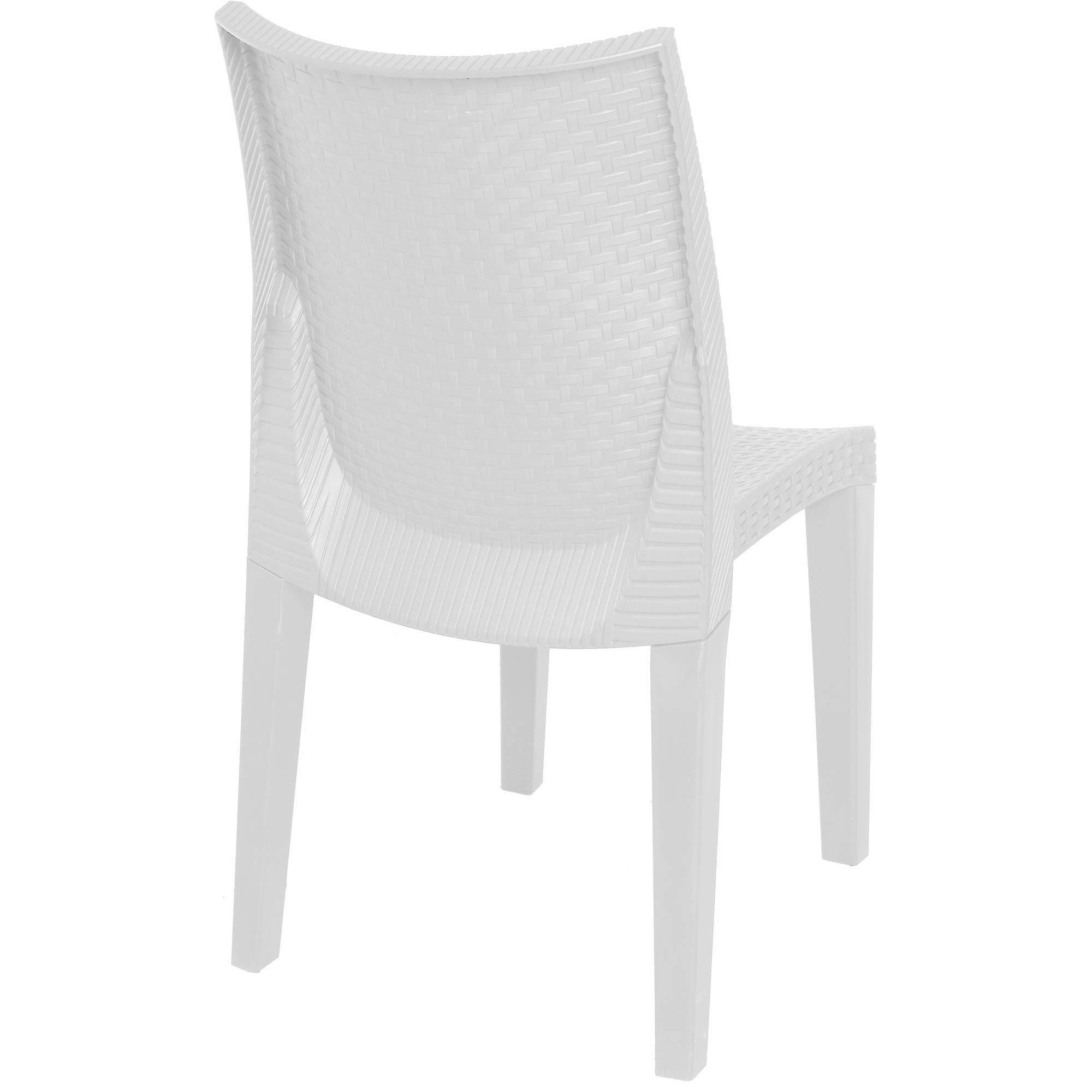 Dmora - Ensemble de 4 chaises d'extérieur Ravenna, Sièges de jardin, Chaise de table à manger, Fauteuil d'extérieur effet rotin, 55x48h86 cm, Blanc - Dmora - Image 6