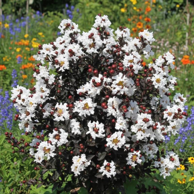Lilas des Indes Black Diamond® Pure White™, Lagerstroemia à fleurs Blanche/ - feuillage Caduc - Pot de 7,5L - 60/80 cm - Image 3