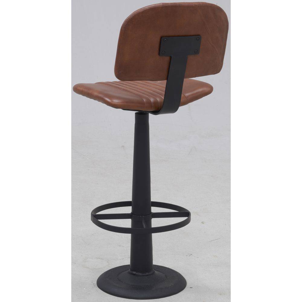 Aubry Gaspard - Tabouret barbier en cuir de buffle et métal - Image 2