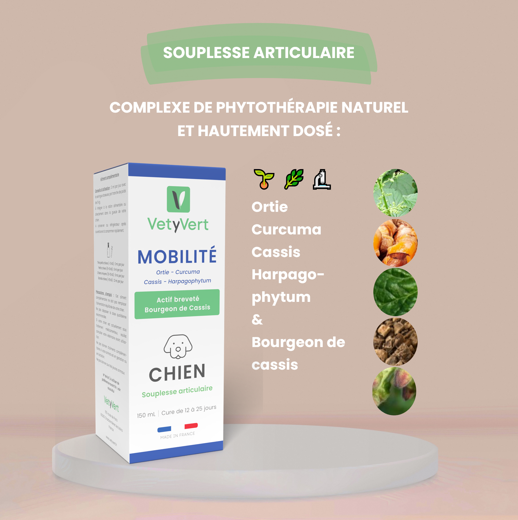 Complément alimentaire vétérinaire - Mobilité (articulations) chien 150 mL - VetyVert - Image 3