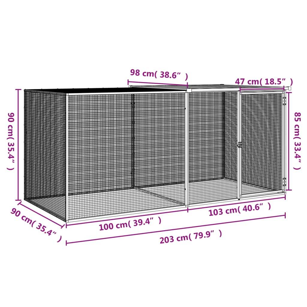 Vidaxl - Poulailler avec toit gris clair 203x98x90 cm acier galvanisé vidaXL 3189044 - Image 3