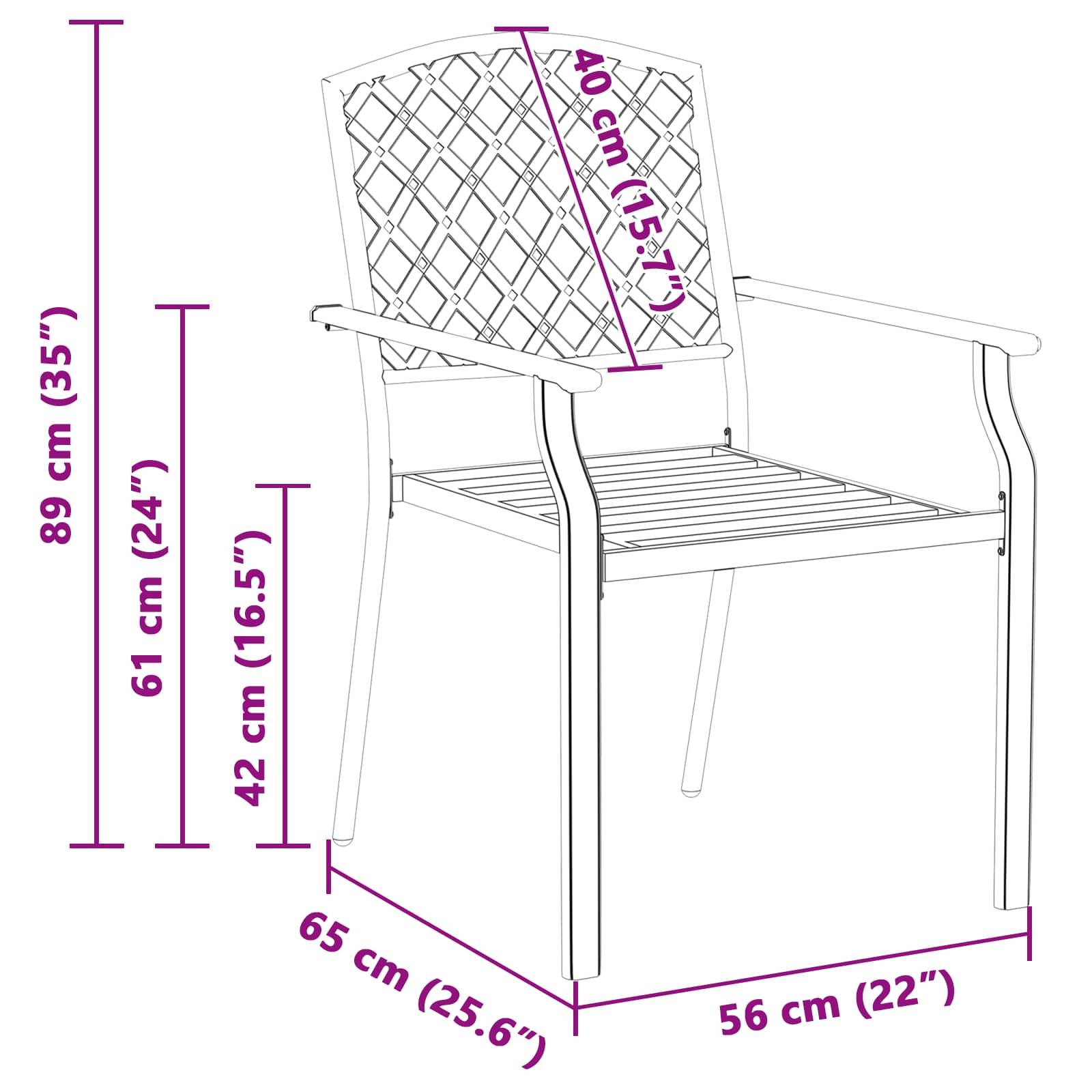 Chaise bois composite 1 places acier anthracite  56 x 65 x 89 cm  - Prolenta premium  p3168.0 - Image 9