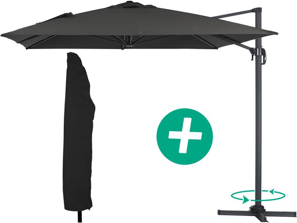 Habitat Et Jardin - Parasol Jardin Déporté Alu "sun 4" - Rectangle - 3 X 4 M + Housse De Protection - Noir -habitat Et Jardin - Image 1