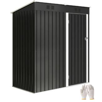 Abri de jardin extérieur 1,37 m² (163 x 90 x 179 cm) avec porte à loquet et aérations, gris foncé