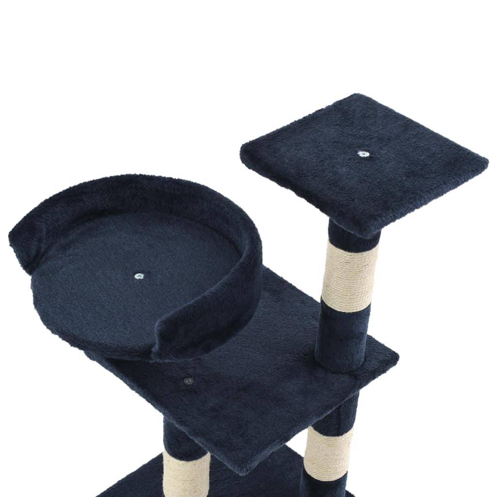 Helloshop26 - Arbre à chat griffoir grattoir niche jouet animaux peluché en sisal 65 cm bleu - Image 4