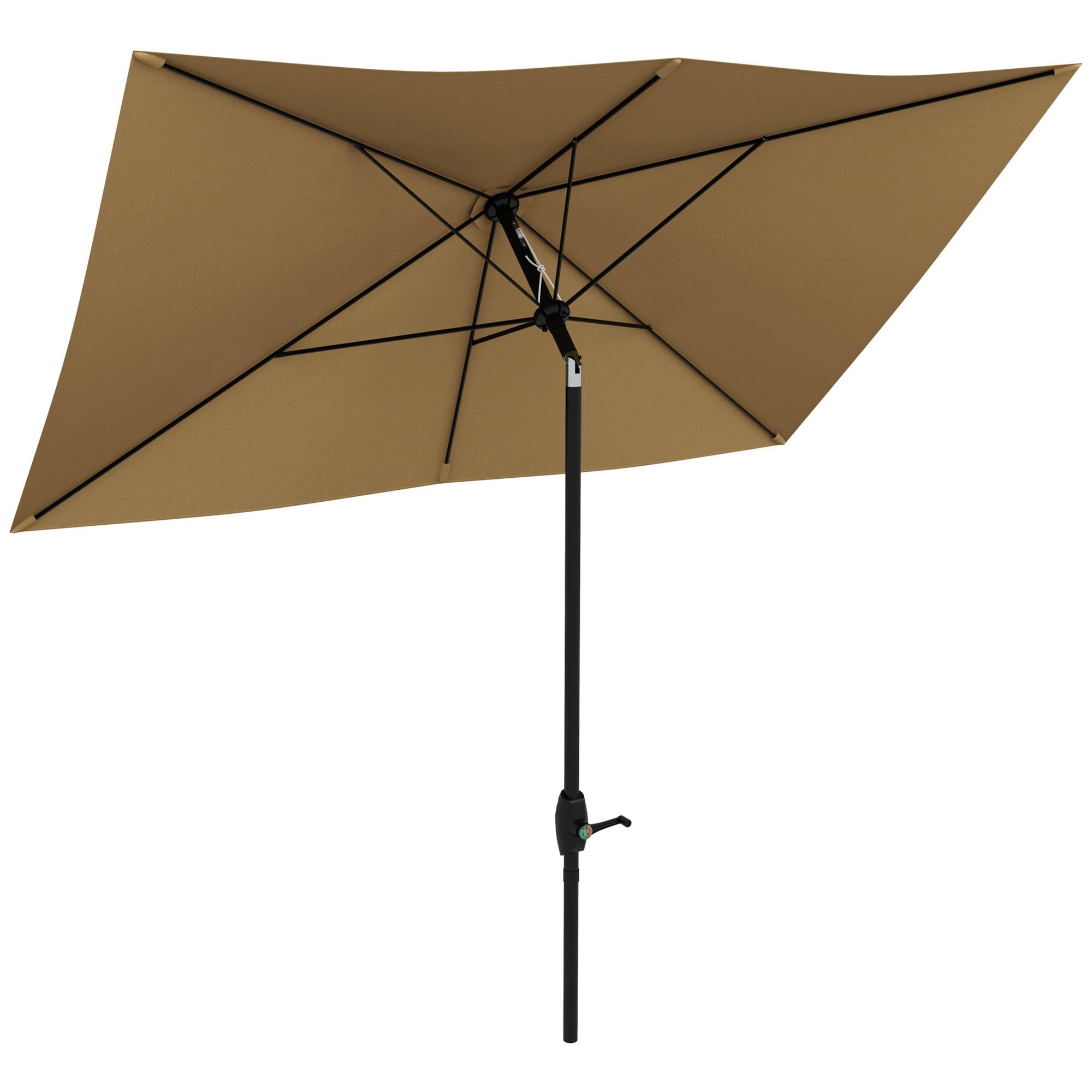Parasol rectangulaire inclinable 2 x 3 m avec manivelle polyester - 290x200x248cm Aluminium Marron fr348 - Image 1