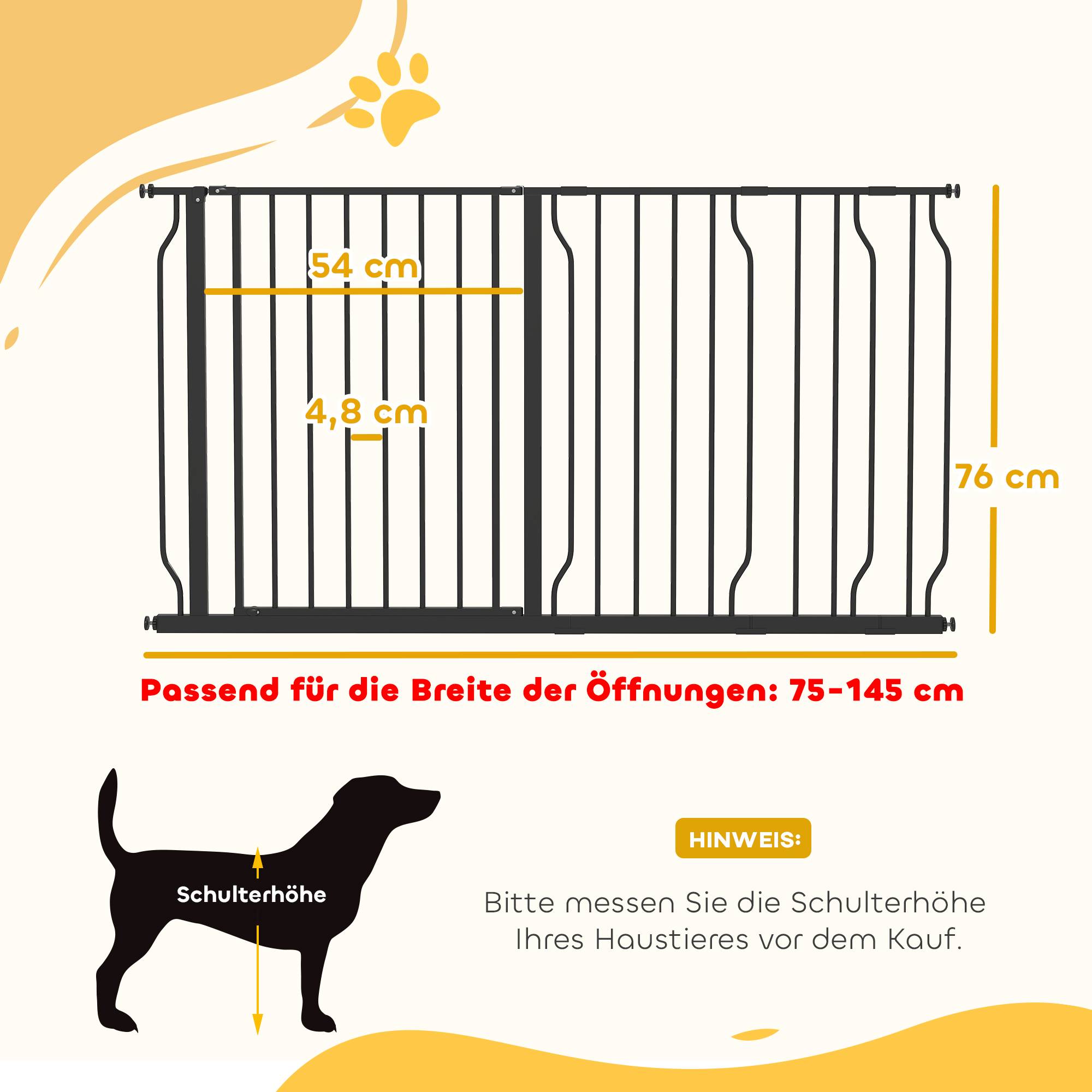 Sans Marque - Barrière pour chien, ouverture bidirectionnelle, fixation murale par boutons, réglable 75-145 cm - Image 5