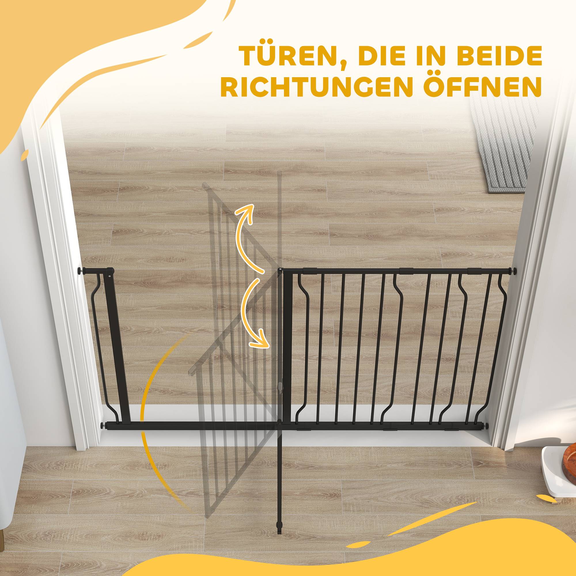 Sans Marque - Barrière pour chien, ouverture bidirectionnelle, fixation murale par boutons, réglable 75-145 cm - Image 10