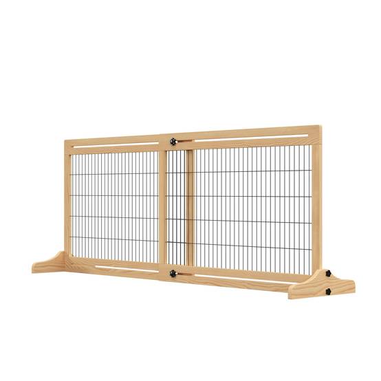 Sans Marque - Barrière de sécurité pour chien, 180 cm, hauteur réglable, naturel et noir - Image 2