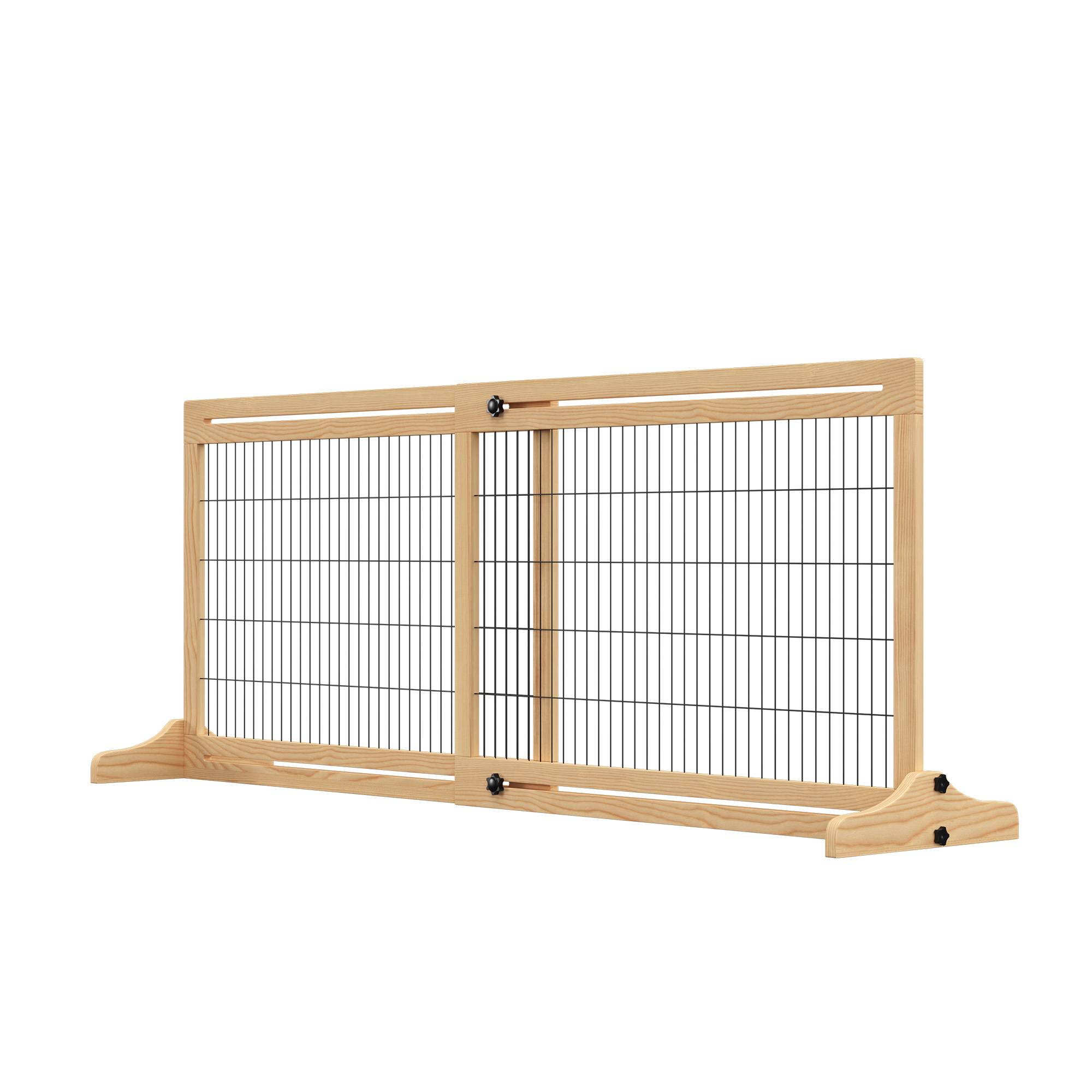 Sans Marque - Barrière de sécurité pour chien, 180 cm, hauteur réglable, naturel et noir - Image 2