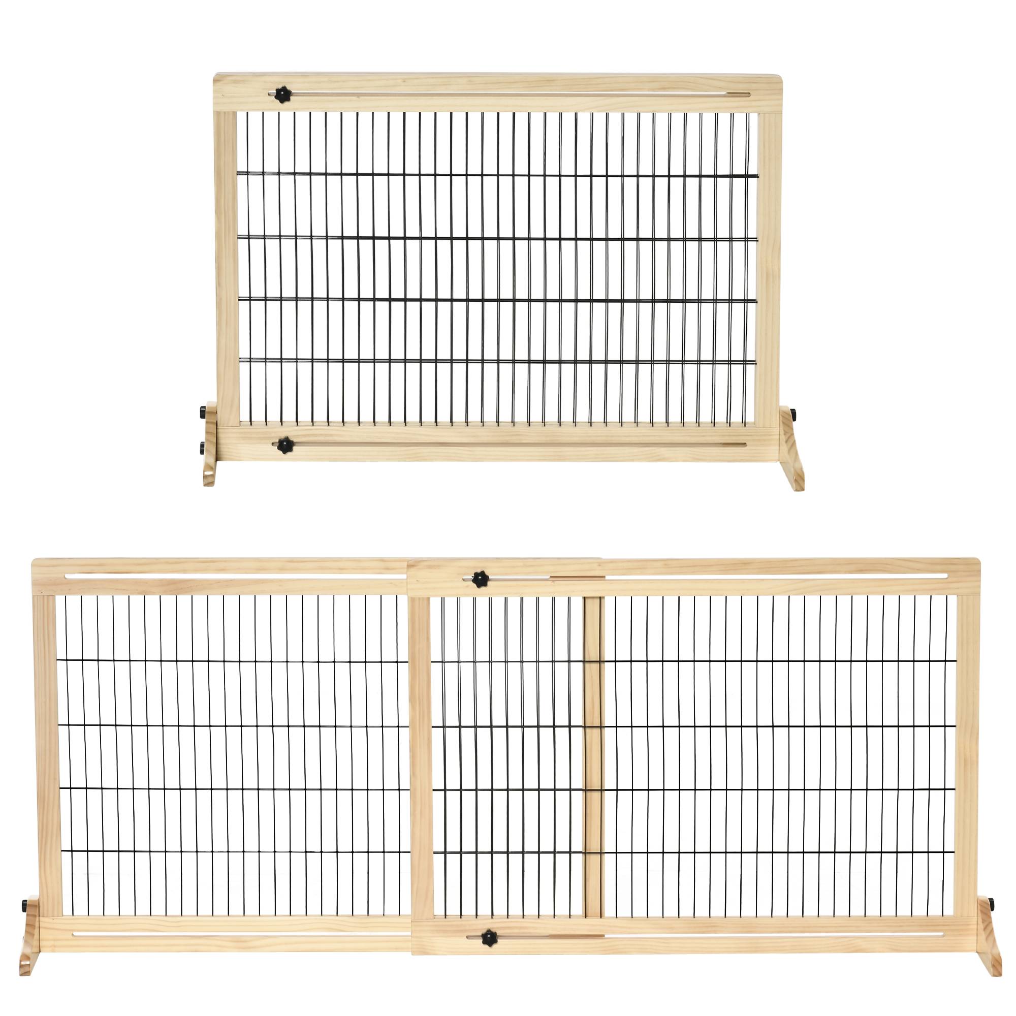 Sans Marque - Barrière de sécurité pour chien, 180 cm, hauteur réglable, naturel et noir - Image 1
