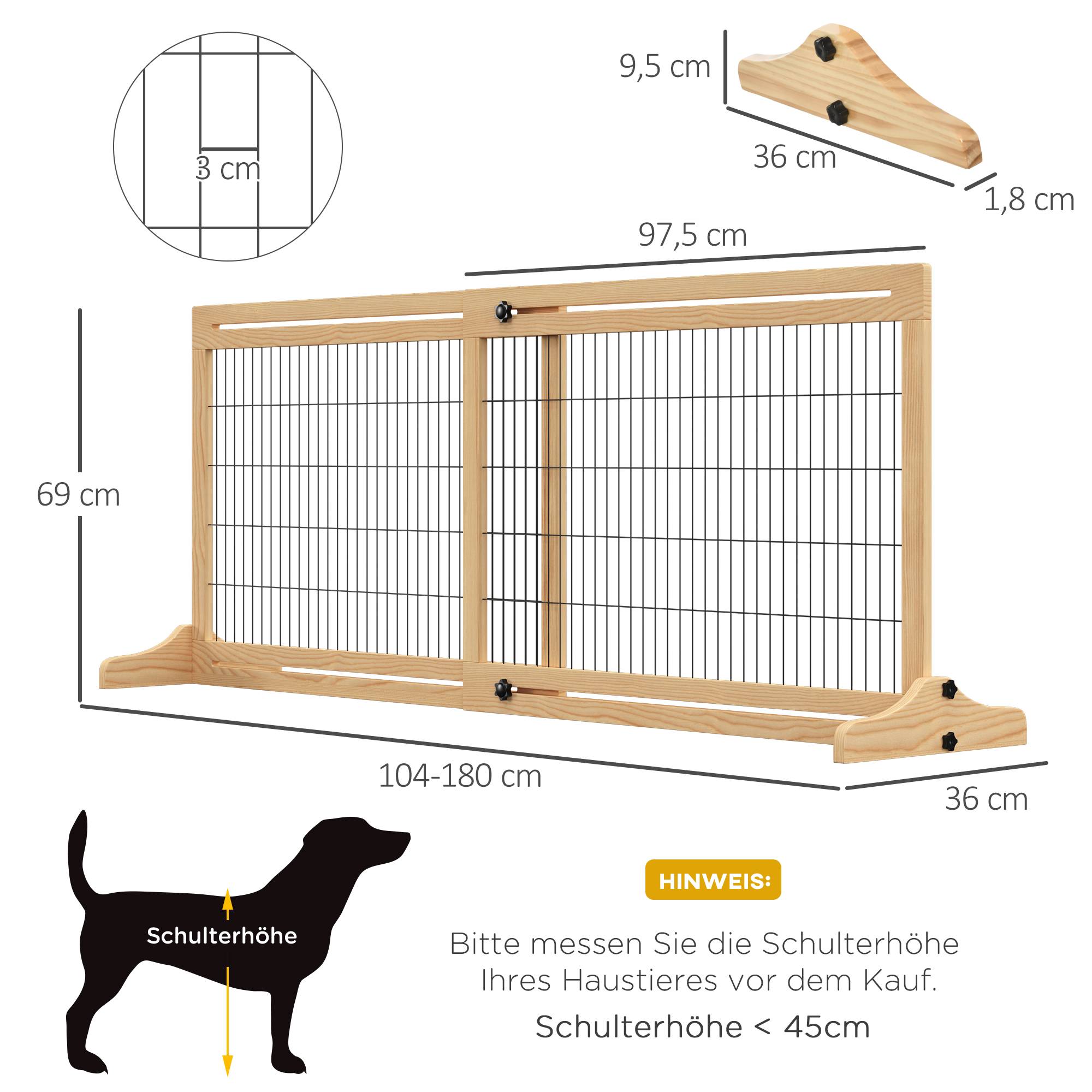 Sans Marque - Barrière de sécurité pour chien, 180 cm, hauteur réglable, naturel et noir - Image 5