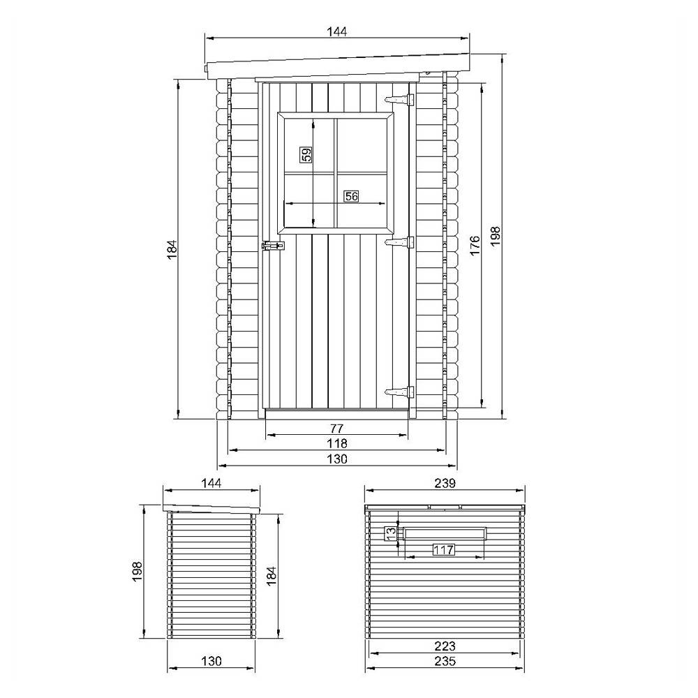 Timbela - Abri de jardin en bois l239xL144xH198 cm/2.63 m² - Stockage extérieur - Petit abri à outils, Local à vélos -  19 mm d’épaisseur - Timbela M306 - Image 5