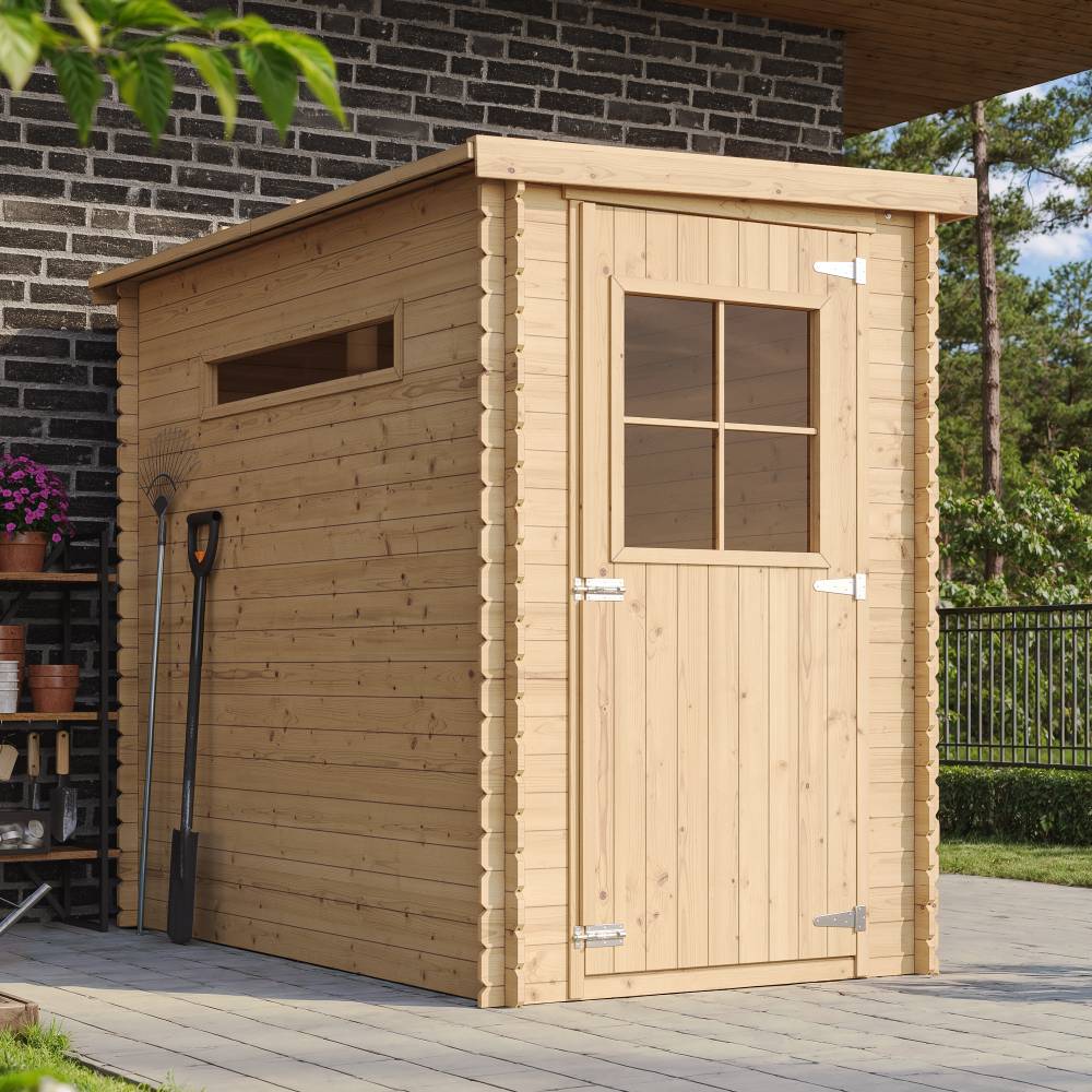 Timbela - Abri de jardin en bois l239xL144xH198 cm/2.63 m² - Stockage extérieur - Petit abri à outils, Local à vélos - 19 mm d’épaisseur - Timbela M306 - Image 1