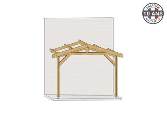 Cpbf Charpentes - Carport Bois Douglas Français 30m² – 2 pentes adossé – 4 poteaux – Abri voiture extérieur – Garantie 10 ans - Image 2