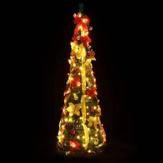 ComfortXL - Sapin de Noël Artificiel Escamotable Décoré et Pré-éclairé 150 LED Vert 180 cm – ComfortXL Outdoor Living - Image 2