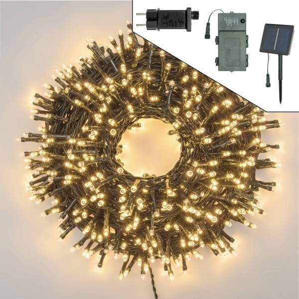 Lotti - Guirlande lumineuse 3 Alimentations interchangeables solaire pile ou secteur 25M 500 LED blanc chaud IP44 professionnelle Lotti - Image 9